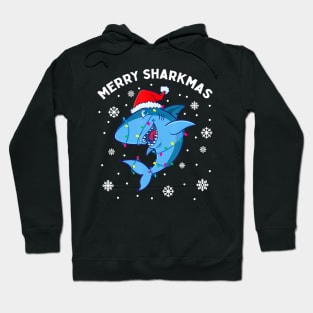 Merry Sharkmas Santa Christmas Sharks Lover Gift for kids Hoodie